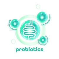 probiotique nourriture bien les bactéries vecteur illustration.