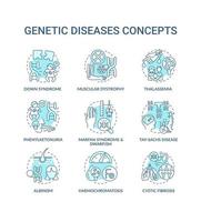 ensemble d & # 39; icônes de maladie génétique concept bleu vecteur