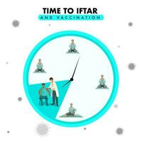 temps à iftar et vaccination concept basé affiche conception pour conscience. vecteur