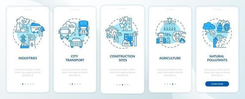 Écran de la page de l'application mobile d'intégration des polluants de l'air ambiant avec des concepts vecteur