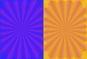 abstrait bleu, jaune, rose Contexte modèle. le circulaire rayon illusion étend de le centre. vingt pointu étoile géométrique formes alterner foncé et lumière couleurs. vecteur illustration.
