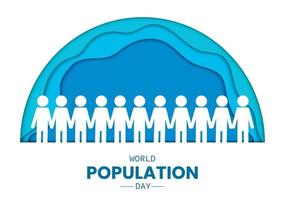 journée mondiale de la population papier demi-cercle vecteur