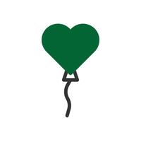 ballon l'amour icône bichromie vert noir style Valentin illustration symbole parfait. vecteur