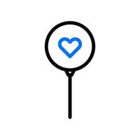 ballon l'amour icône bicolore bleu noir style Valentin illustration symbole parfait. vecteur