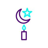 bougie icône bicolore violet bleu Couleur Ramadan symbole illustration parfait. vecteur