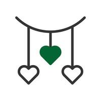décoration l'amour icône bichromie vert noir style Valentin illustration symbole parfait. vecteur