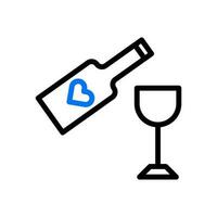 du vin l'amour icône bicolore bleu noir style Valentin illustration symbole parfait. vecteur
