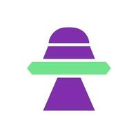OVNI icône solide violet vert Couleur univers symbole parfait. vecteur