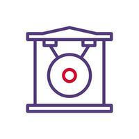 gong icône bicolore rouge violet Couleur chinois Nouveau année symbole parfait. vecteur