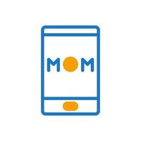 téléphone maman icône bichromie bleu orang Couleur mère journée symbole illustration. vecteur
