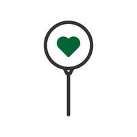 ballon l'amour icône bichromie vert noir style Valentin illustration symbole parfait. vecteur