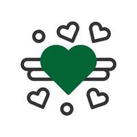 décoration l'amour icône bichromie vert noir style Valentin illustration symbole parfait. vecteur