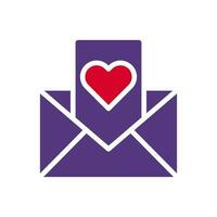 massage l'amour icône solide bicolore rouge violet style Valentin illustration symbole parfait. vecteur