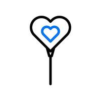 ballon l'amour icône bicolore bleu noir style Valentin illustration symbole parfait. vecteur