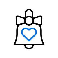 cloche l'amour icône bicolore bleu noir style Valentin illustration symbole parfait. vecteur