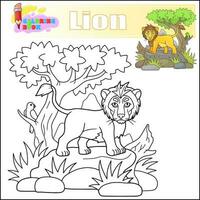 dessin animé marrant Lion coloration livre vecteur