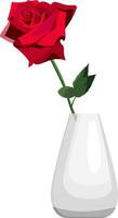 vecteur Célibataire rouge Rose dans blanc argile vase plat style isolé sur blanc Contexte