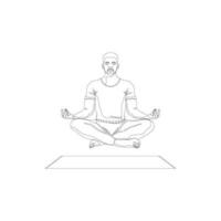 une homme est assis dans le lotus position. yoga. vecteur