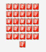 alphabet bouton icône vecteur, rouge carré bouton icône ensemble. vecteur