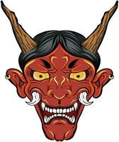 kabuki démond masque. rouge monstre masque de japon.hanya masque tatouage. vecteur