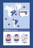 particules covid19 avec cartes de la terre et méthodes de prévention vecteur