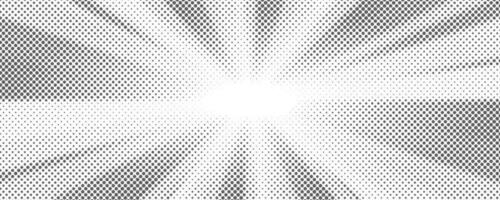 fond de demi-teintes de rayons de soleil. motif comique abstrait radial blanc et gris. fond de lignes abstraites d'explosion de vecteur