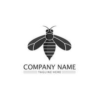 miel et abeille icône logo vector design et illustration d'animaux