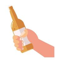 Cheers main tenant la bouteille boire de l'alcool vecteur