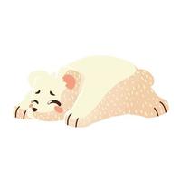 Ours polaire endormi icône animal de dessin animé sur fond blanc vecteur