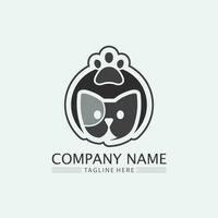 chat logo et vecteur animal icône empreinte chaton calicot logo chien symbole dessin animé personnage signe illustration doodle design