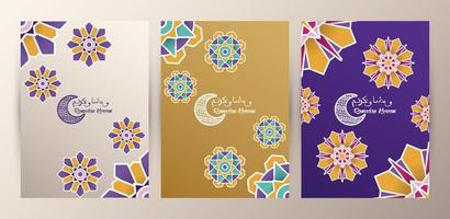 ramadan kareem célébration set de cartes avec des mandalas vecteur