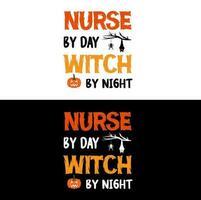 Halloween t chemise infirmière par journée sorcière par nuit vecteur