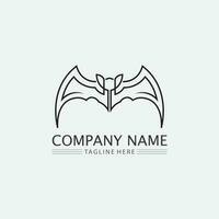 chauve souris logo animal et vecteur, ailes, noir, halloween, vampire, gothique, illustration, conception icône chauve-souris vecteur