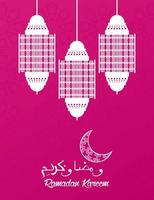 carte de célébration ramadan kareem avec des lanternes suspendues vecteur