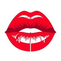 rouge lèvres sur une blanc Contexte. rouge brillant lèvres. vecteur illustration de femelle lèvres.