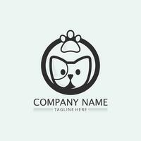 chat logo et vecteur animal icône empreinte chaton calicot logo chien symbole dessin animé personnage signe illustration doodle design