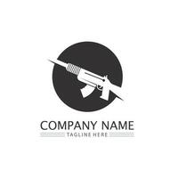 logo d'arme à feu et soldat de l'armée tir de tireur d'élite vector illustration de conception revolver de tir militaire