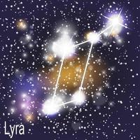 Constellation de la Lyre avec de belles étoiles brillantes sur le fond du ciel cosmique vecteur