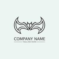 chauve souris logo animal et vecteur, ailes, noir, halloween, vampire, gothique, illustration, conception icône chauve-souris vecteur