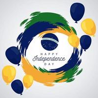 Brésil bonne fête de l'indépendance avec le drapeau dans le cadre circulaire d'hélium de ballons vecteur