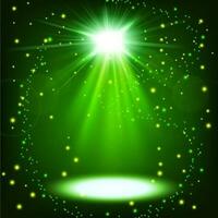 vert projecteur brillant avec des étincelles en volant, vecteur illustration