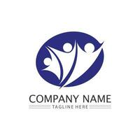 logo de personnes, équipe, succès, travail de personnes, groupe et communauté, vecteur de logo d'entreprise et d'entreprise et soins de conception, icône de la famille logo de réussite