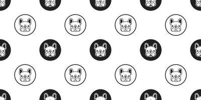 chien sans couture modèle français bouledogue vecteur écharpe isolé polka point dessin animé tuile Contexte répéter fond d'écran blanc