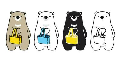 ours vecteur polaire ours dessin animé achats sac personnage icône logo illustration