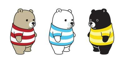 ours vecteur polaire ours chemise rayures icône mon chéri logo dessin animé personnage griffonnage illustration