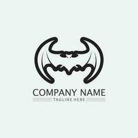 chauve souris logo animal et vecteur, ailes, noir, halloween, vampire, gothique, illustration, conception icône chauve-souris vecteur