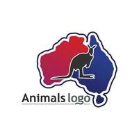 logo animal kangourou et illustration vectorielle de conception vecteur