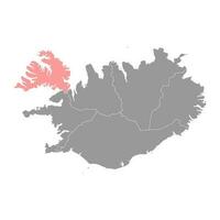 Westfjords district carte, administratif district de Islande. vecteur illustration.