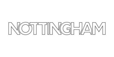 Nottingham ville dans le uni Royaume cette des offres une unique mélange de Urbain et historique Repères. le conception Caractéristiques une géométrique style illustration avec audacieux typographie dans une moderne vecteur
