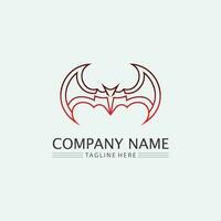 chauve souris logo animal et vecteur, ailes, noir, halloween, vampire, gothique, illustration, conception icône chauve-souris vecteur